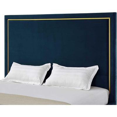 Addalyn Velvet Haven Bed - Navy Blue, Queen Size Without Mattress