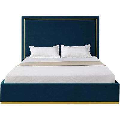 Addalyn Velvet Haven Bed - Navy Blue, Super King Without Mattress