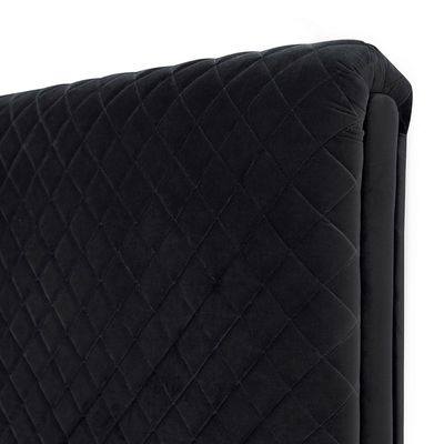 Cross Tufted Headboard Bed - Black, King Size Without Mattress