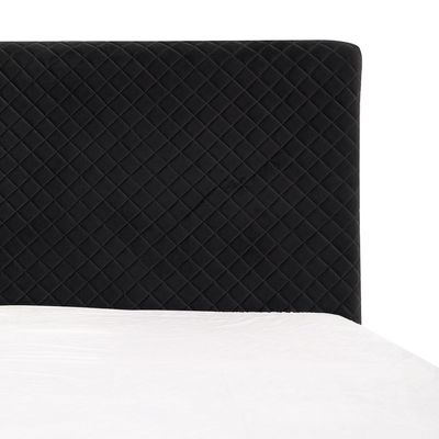 Cross Tufted Headboard Bed - Black, Queen Size Without Mattress
