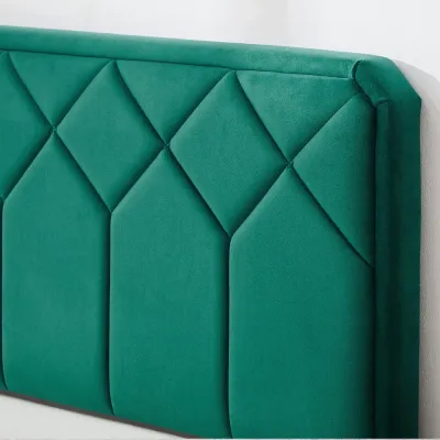 Vecelov Upholstered Bed Frame - Dark Green, Super King Without Mattress