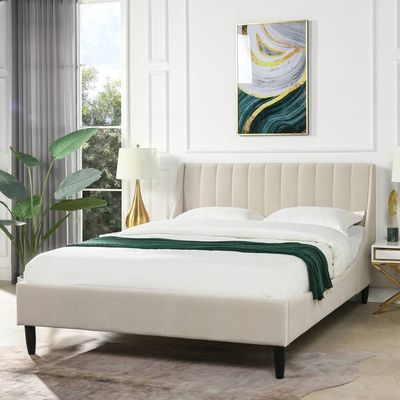Aspen Vertical Tufted Headboard Bed - White, Super King Without Mattress