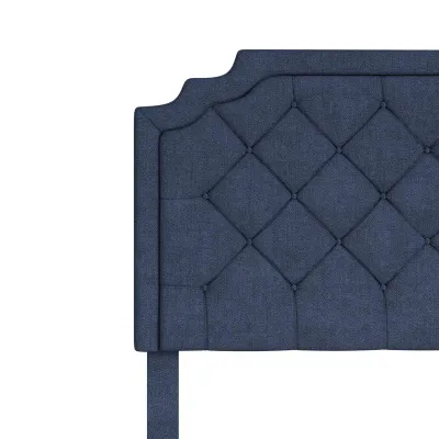 Eloise Upholstered Platform Bed - Navy Blue, King Size Without Mattress