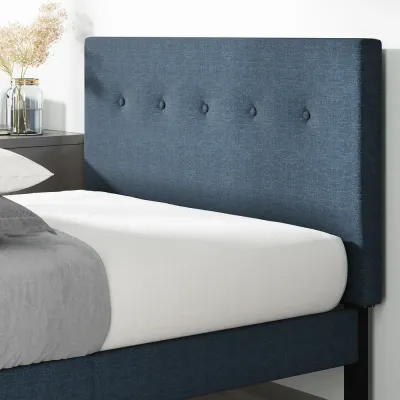 Zinus Navy Upholstered Button Tufted Platform Bed - Navy Blue, Queen Size Without Mattress