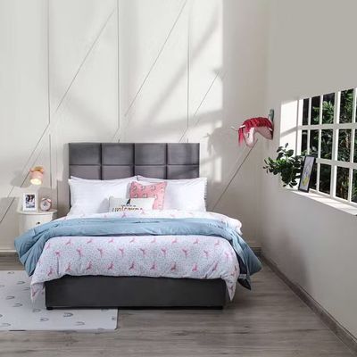 Olga Upholstered Velvet Bed - Grey, Super King Without Mattress
