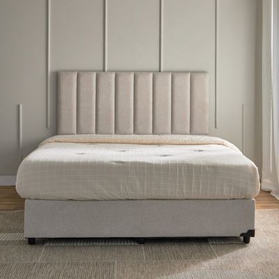 Bliss Fabric Upholstered Bed - Beige, Super King Without Mattress