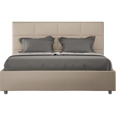 Mika Double Bed Frame Upholstered - Beige, Super King Without Mattress