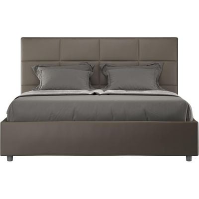 Mika Double Bed Frame Upholstered - Cappuccino, King Size Without Mattress