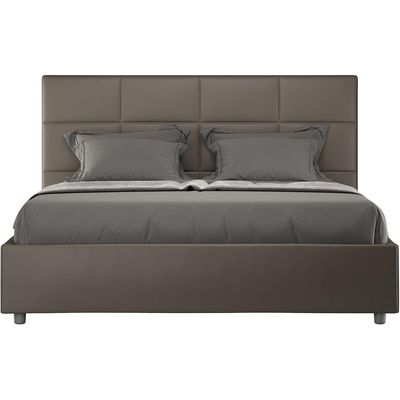 Mika Double Bed Frame Upholstered - Cappuccino, Super King Without Mattress