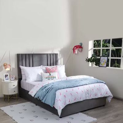 Polina Velvet Upholstered Bed - Gray, Queen Size Without Mattress