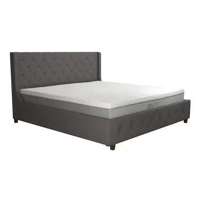 Mercer Tufted Upholstered Platform Bed - Dark Grey, Queen Size Without Mattress
