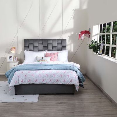 Diana Velvet Upholstered Bed - Dark Grey, Queen Size Without Mattress