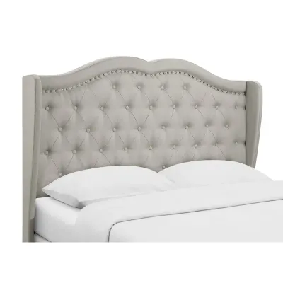 Amaya Upholstered Fabric Bed - Light Gray, Super King Without Mattress
