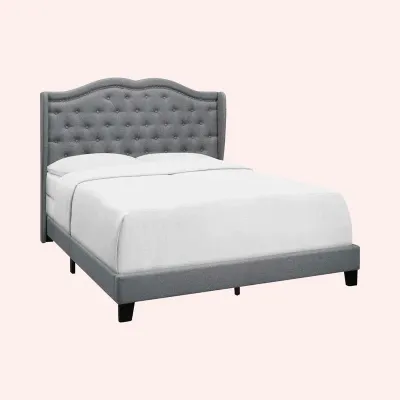 Amaya Upholstered Fabric Bed - Smokey Grey, King Size Without Mattress