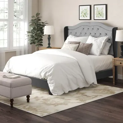 Amaya Upholstered Fabric Bed - Smokey Grey, King Size Without Mattress