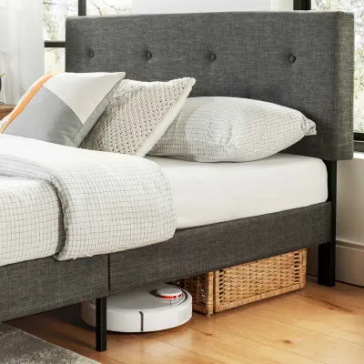 Alenushka Tufted Upholstered Bed - Dark Grey, King Size Without Mattress