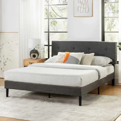 Alenushka Tufted Upholstered Bed - Dark Grey, Queen Size Without Mattress