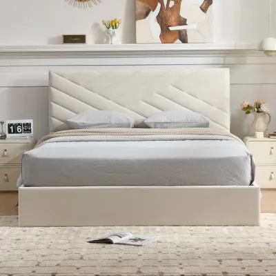 Palafox Upholstered Platform Bed - Cream, Super King Without Mattress