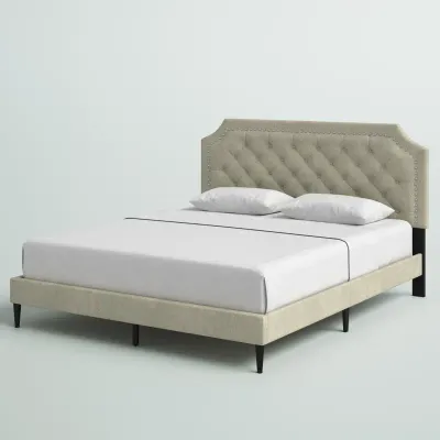 Salvaggio Upholstered Platform Bed - Beige, Super King Without Mattress