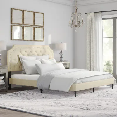 Salvaggio Upholstered Platform Bed - Beige, Super King Without Mattress