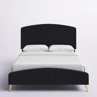 Manningtree Upholstered Standard Bed - Black, Queen Size Without Mattress