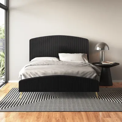 Manningtree Upholstered Standard Bed - Black, Queen Size Without Mattress