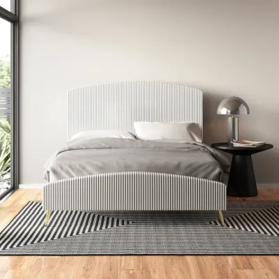 Manningtree Upholstered Standard Bed - White, Queen Size Without Mattress