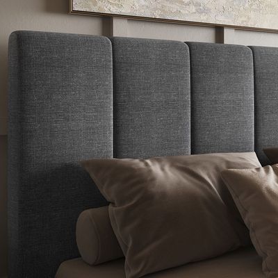 Flair Waltz Double Fabric Bed - Grey, Queen Size Without Mattress