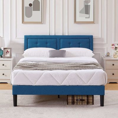 Modway Modern Upholstered Tufted Bed - Blue, Queen Size Without Mattress