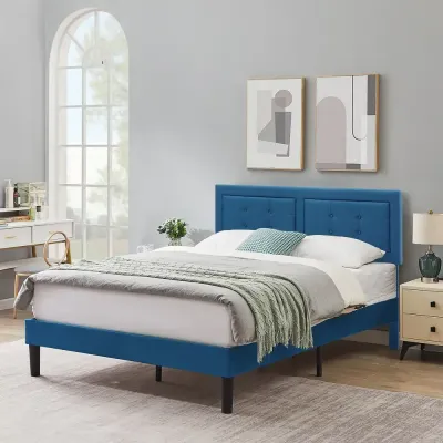 Modway Modern Upholstered Tufted Bed - Blue, Super King Without Mattress