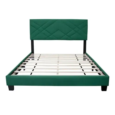 Homcom Green Upholstered Frame Bed - Green, Super King Without Mattress