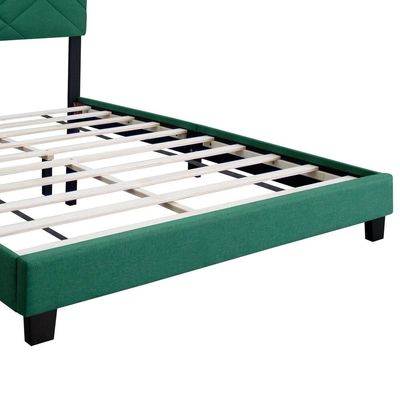 Homcom Green Upholstered Frame Bed - Green, Super King Without Mattress