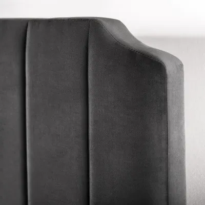 Dunphy Velvet Upholstered Modern Bed - Black, King Size Without Mattress