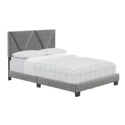 Calais Sleep Upholstered Linen Platform Bed - Light Grey, Queen Size Without Mattress