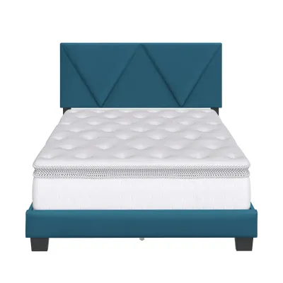 Calais Sleep Upholstered Linen Platform Bed - Teal, King Size Without Mattress