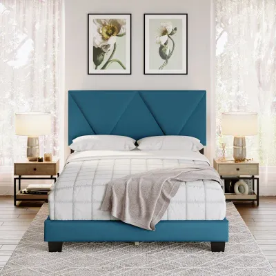 Calais Sleep Upholstered Linen Platform Bed - Teal, Super King Without Mattress