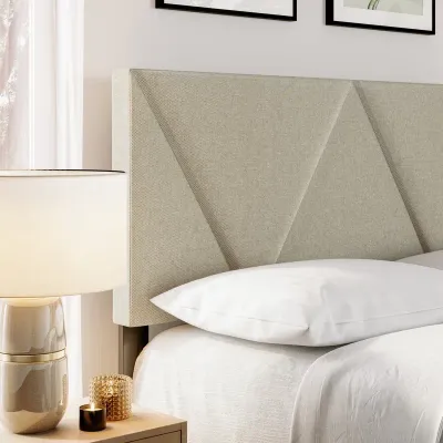 Calais Sleep Upholstered Linen Platform Bed - Beige, King Size Without Mattress