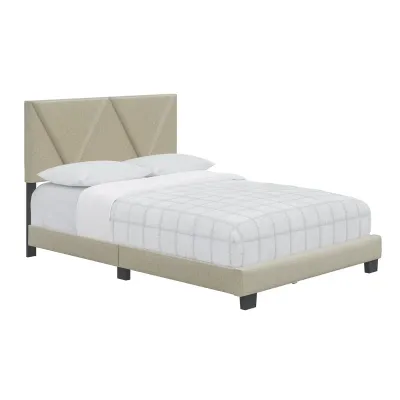 Calais Sleep Upholstered Linen Platform Bed - Beige, Super King Without Mattress