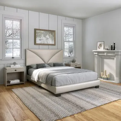 Cornerstone Upholstered Faux Leather Bed - Silver, Super King Without Mattress