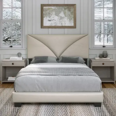 Cornerstone Upholstered Faux Leather Bed - Silver, Super King Without Mattress