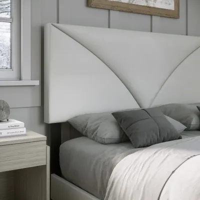 Cornerstone Upholstered Faux Leather Bed - White, Queen Size Without Mattress