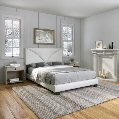 Cornerstone Upholstered Faux Leather Bed - White, Super King Without Mattress