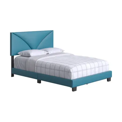 Cornerstone Upholstered Faux Leather Bed - Teal, King Size Without Mattress