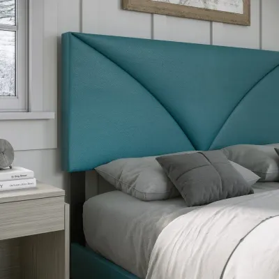 Cornerstone Upholstered Faux Leather Bed - Teal, Super King Without Mattress
