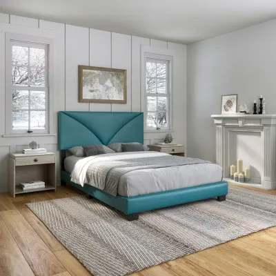 Cornerstone Upholstered Faux Leather Bed - Teal, Super King Without Mattress
