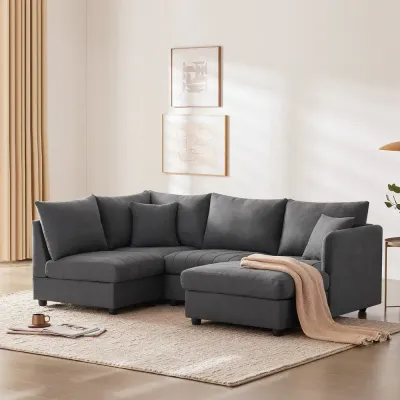 U-shaped Convertible Sectional Sofa with Ottoman