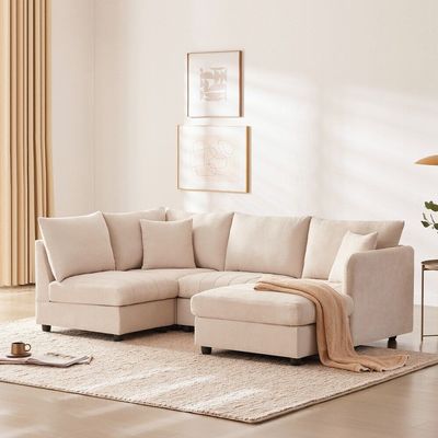 U-shaped Convertible Sectional Sofa with Ottoman