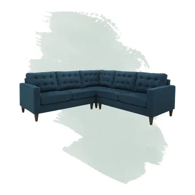 Empress 3 Piece Upholstered Fabric Sectional Sofa