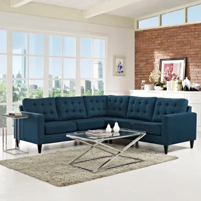 Empress 3 Piece Upholstered Fabric Sectional Sofa