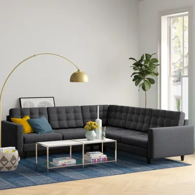 Empress 3 Piece Upholstered Fabric Sectional Sofa